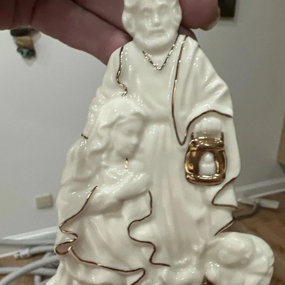 Ceramic Nativity Christmas Ornament Mary Jesus Joseph 5” X 3”